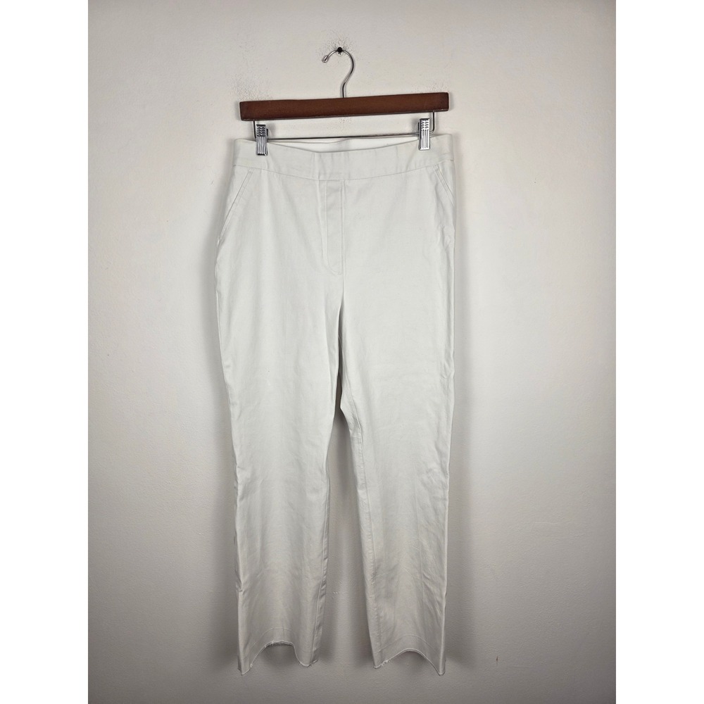 Spanx On-the-Go Kick Flare White Straight Leg Raw‎ Hem Pull On Pants Size Large
